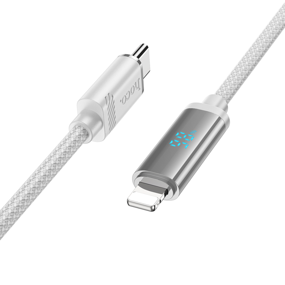 Кабель Hoco U127 с дисплеем Type-C to Lightning PD 27W 1.2m silver gray