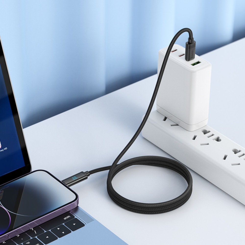 Кабель Hoco U127 с дисплеем Type-C to Lightning PD 27W 1.2m black