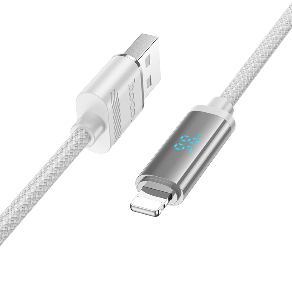 Кабель Hoco U127 с дисплеем USB to Lightning 1.2m silver gray