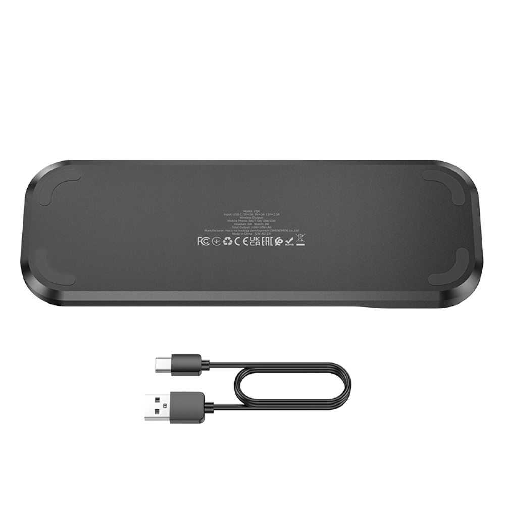Беспроводное зарядное устройство Hoco CQ6 23W 3в1 черное