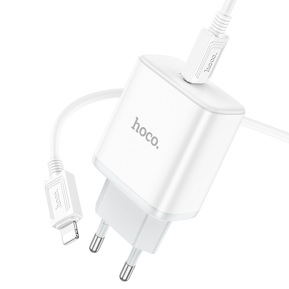 Сетевое зарядное устройство Hoco C104A Type-C PD 20W белое + кабель Type-C to Lightning