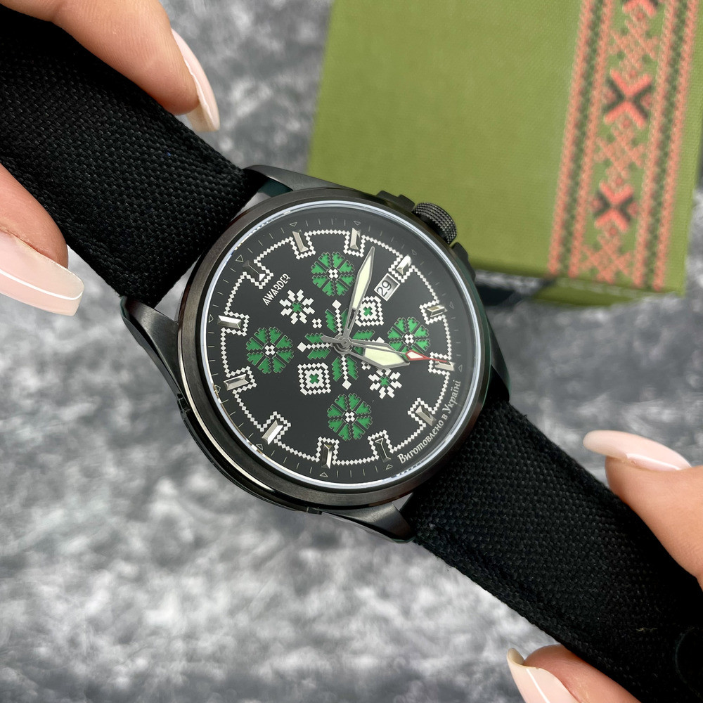 Awarder Embroidery Black-Green Black Automatic 10ATM