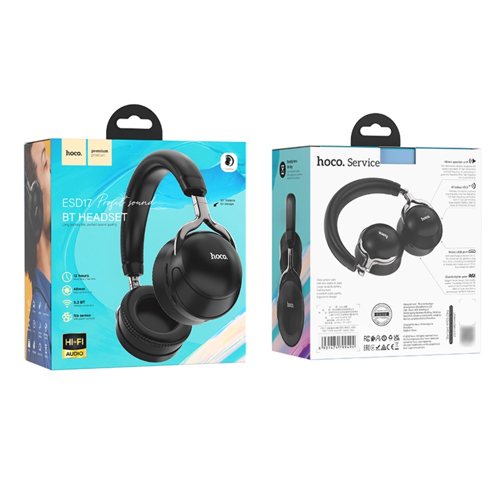 Беспроводные наушники Hoco ESD17 накладные black