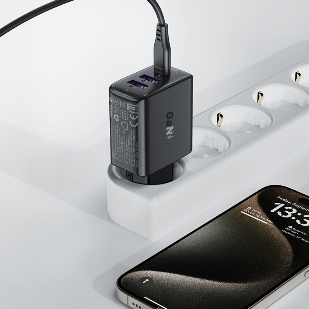 Сетевое зарядное устройство Acefast A57 2 USB/ Type-C QC PD35W GaN черное