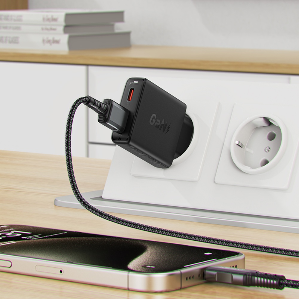 Сетевое зарядное устройство Acefast A69 USB/ Type-C QC PD 30W GaN черное