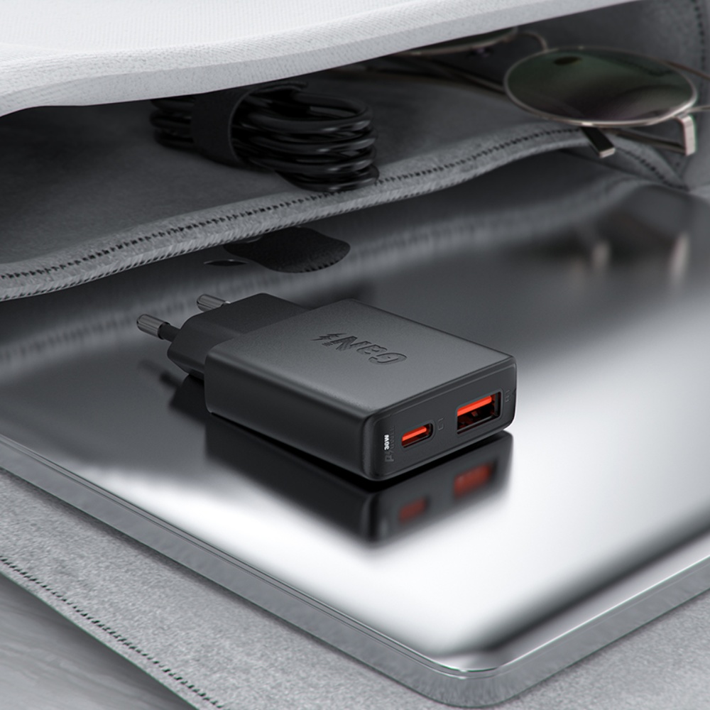 Сетевое зарядное устройство Acefast A69 USB/ Type-C QC PD 30W GaN черное