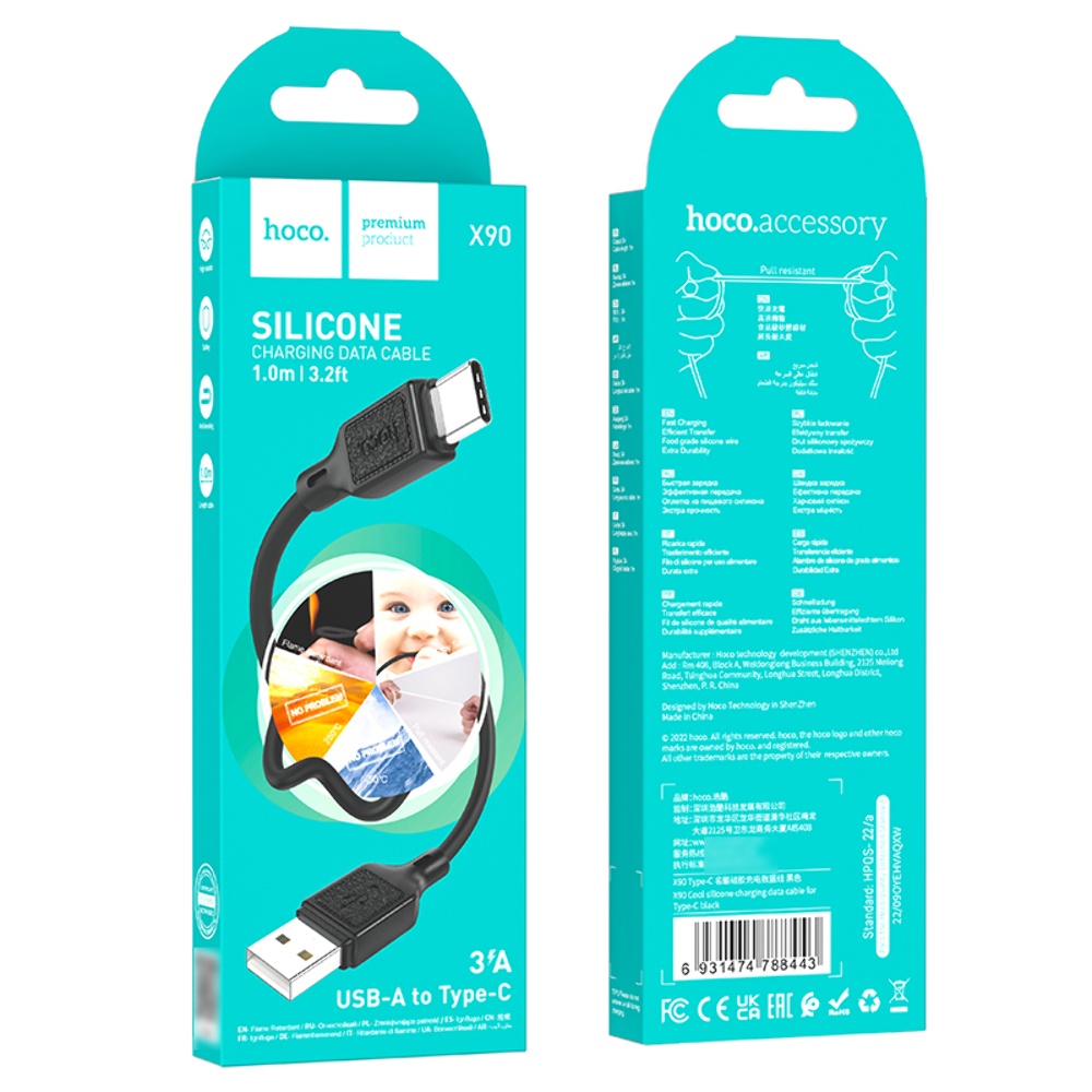 Кабель Hoco X90 USB to Type-C 1m black