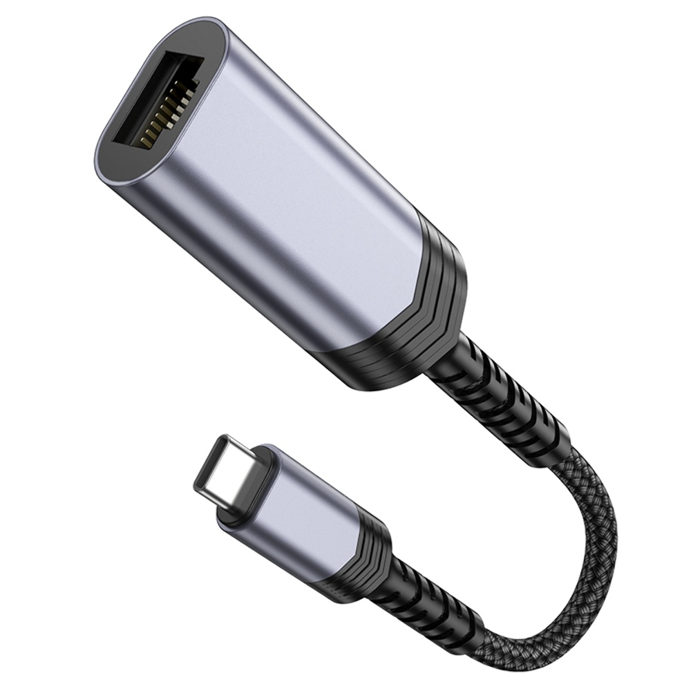 Адаптер переходник Hoco UA26 1000 Mbps Type-C to RJ45 metal gray
