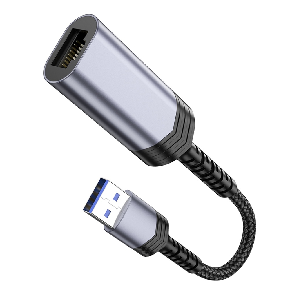 Адаптер переходник Hoco UA26 1000 Mbps USB to RJ45 metal gray