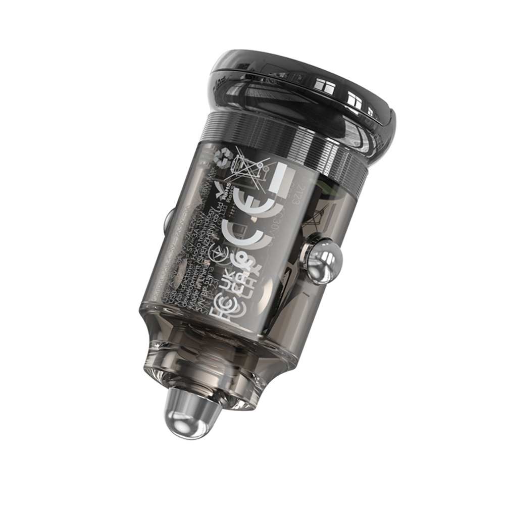 Автомобильное зарядное устройство Hoco Z53A USB/ Type-C PD 30W QC transparent black