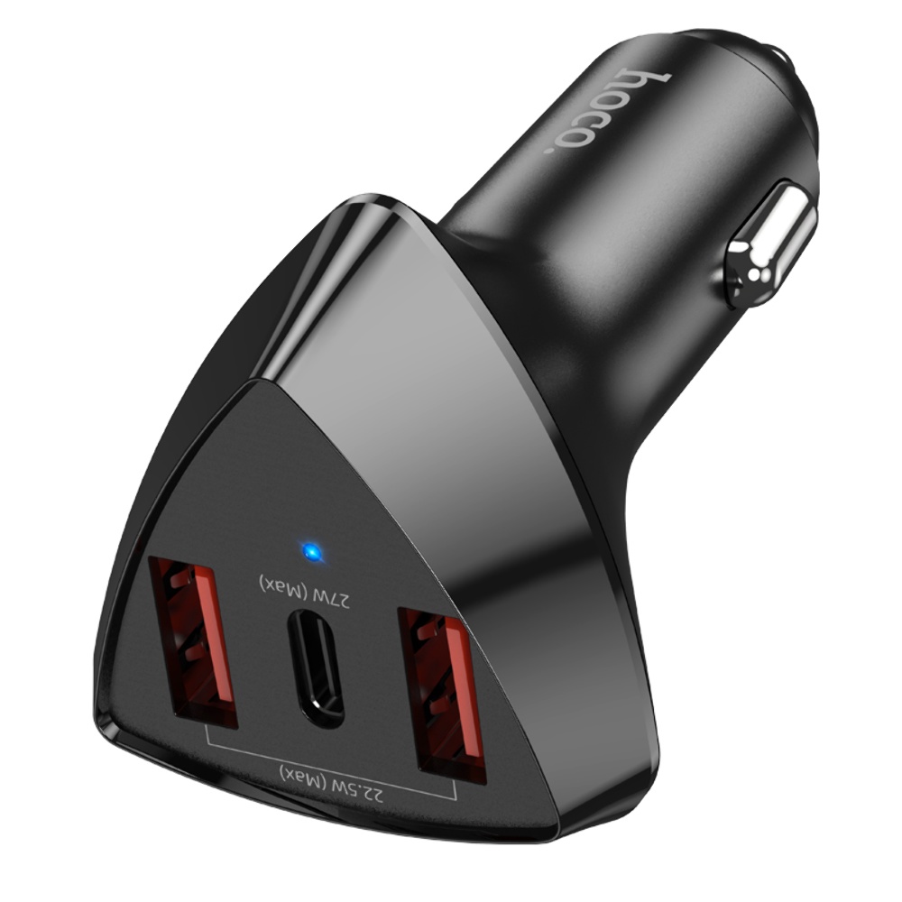 Автомобильное зарядное устройство Hoco DZ10 2 USB/ Type-C PD 27W QC black