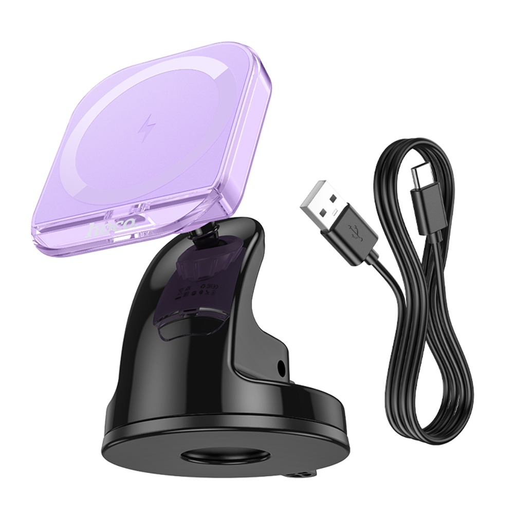 Автодержатель Hoco HW18 магнитный с беспроводной зарядкой 15W romantic purple