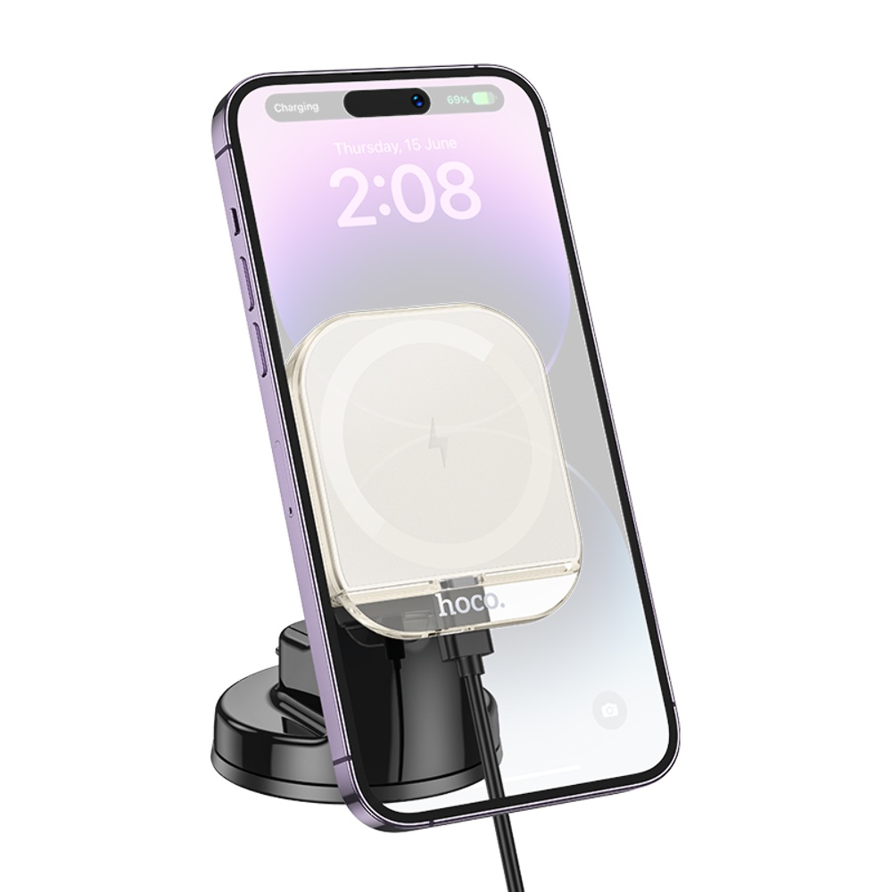 Автодержатель Hoco HW18 магнитный с беспроводной зарядкой 15W white