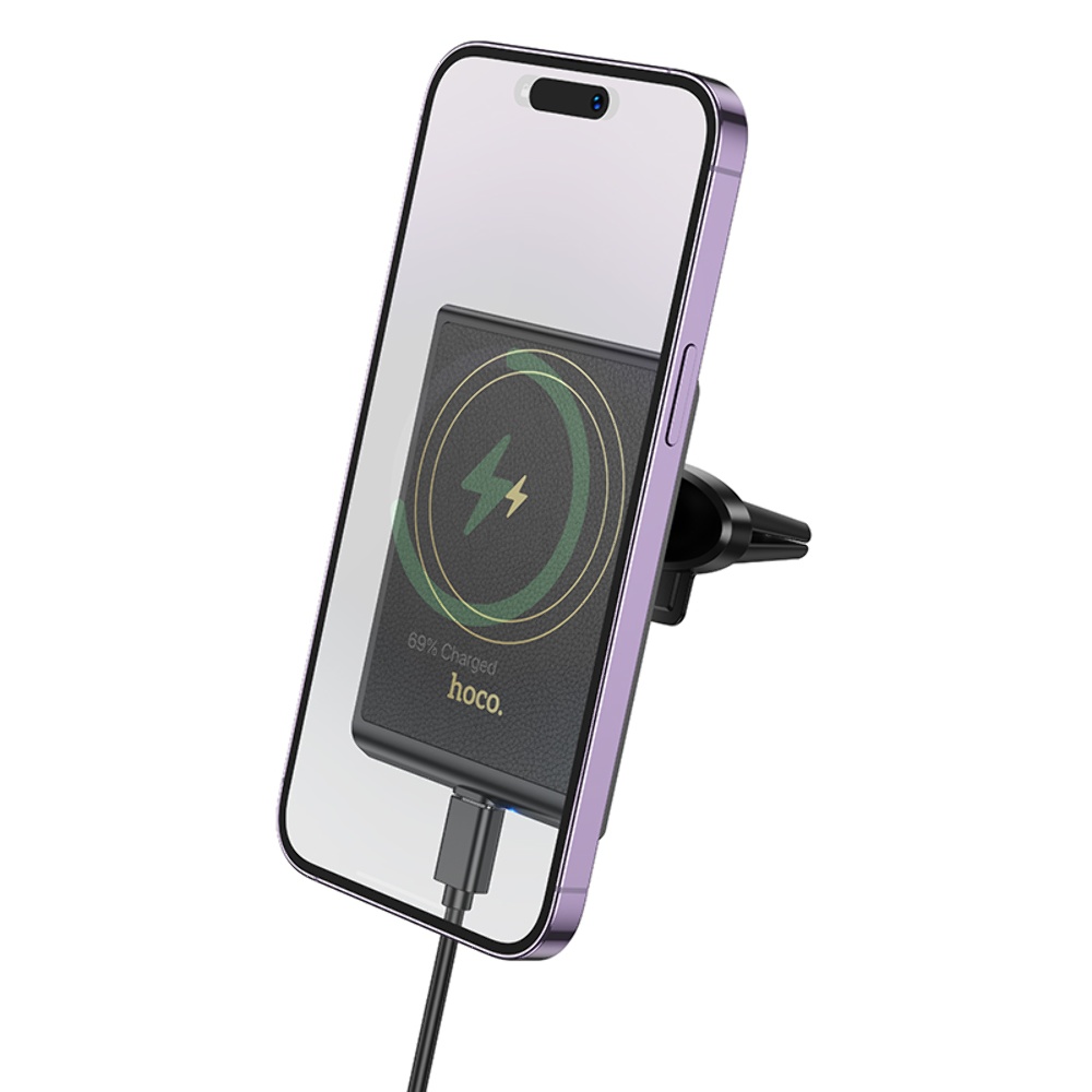 Автодержатель Hoco HW19 магнитный с беспроводной зарядкой 15W black