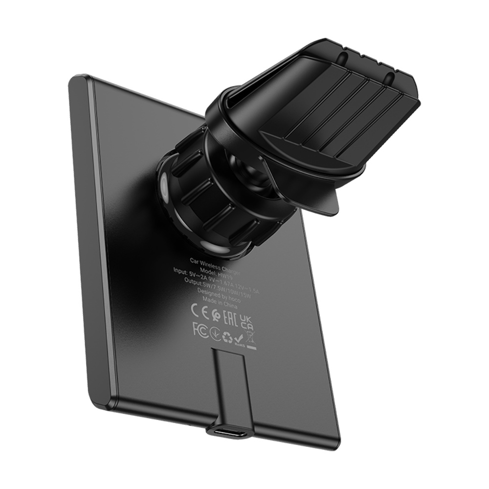 Автодержатель Hoco HW19 магнитный с беспроводной зарядкой 15W black