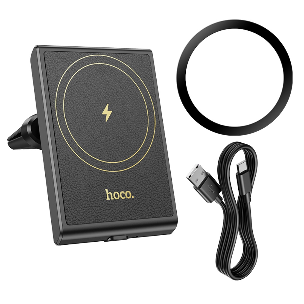 Автодержатель Hoco HW19 магнитный с беспроводной зарядкой 15W black