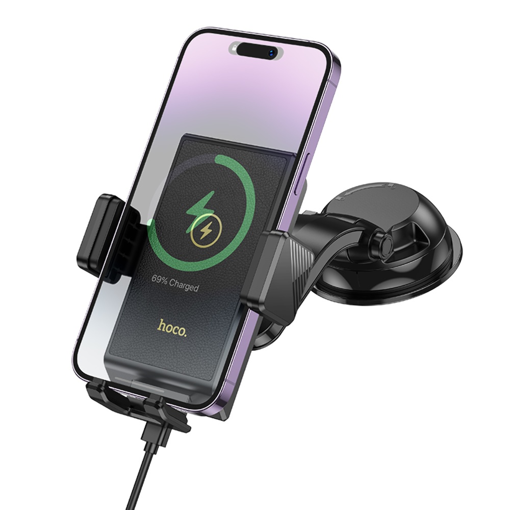 Автодержатель Hoco HW22 с беспроводной зарядкой 15W black