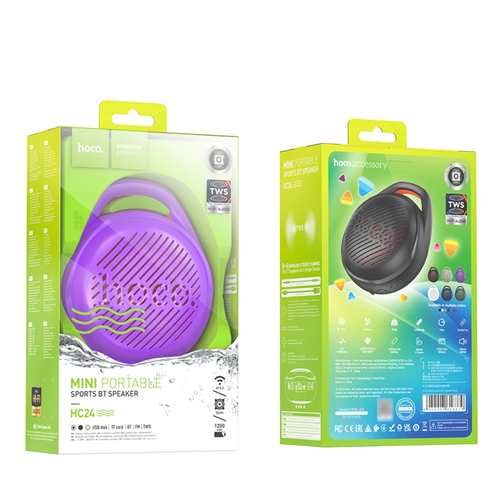 Портативная Bluetooth колонка Hoco HC24 TWS purple