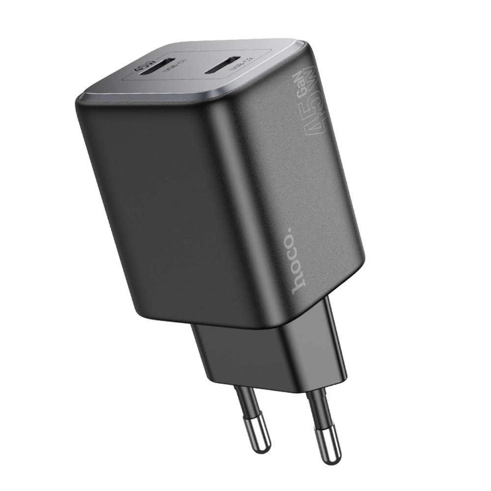 Сетевое зарядное устройство Hoco N42 2 Type-C PD 45W black