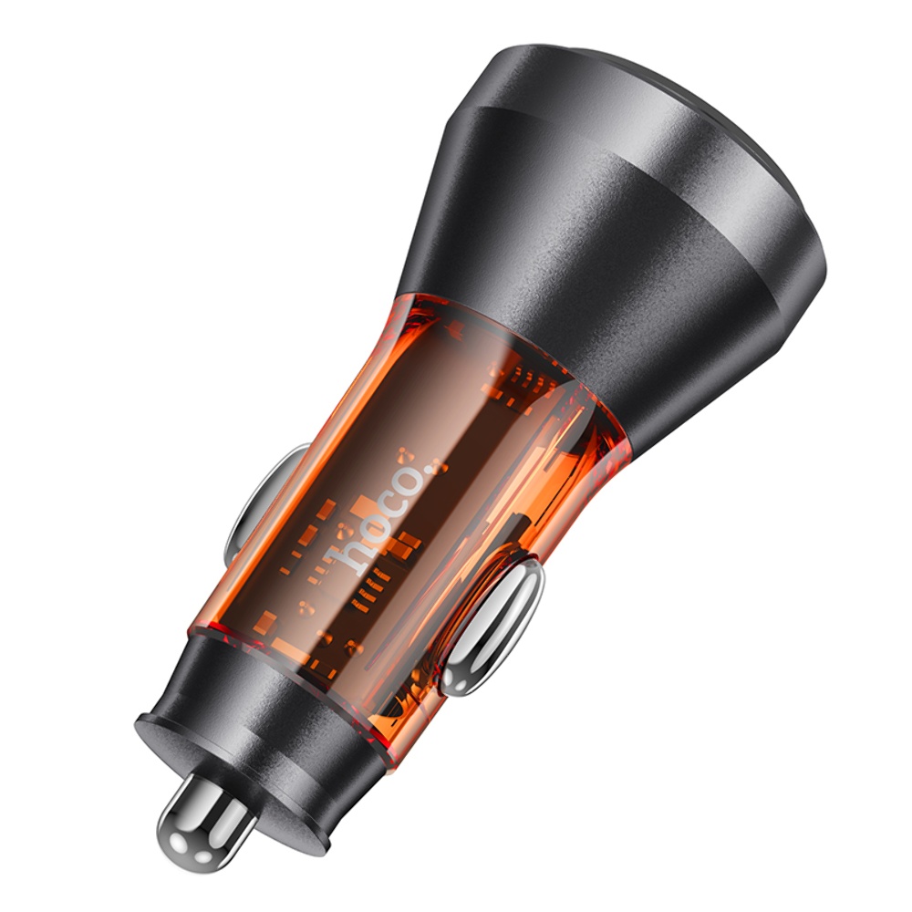 Автомобильное зарядное устройство Hoco NZ12D USB/ 2 Type-C PD 60W transparent orange