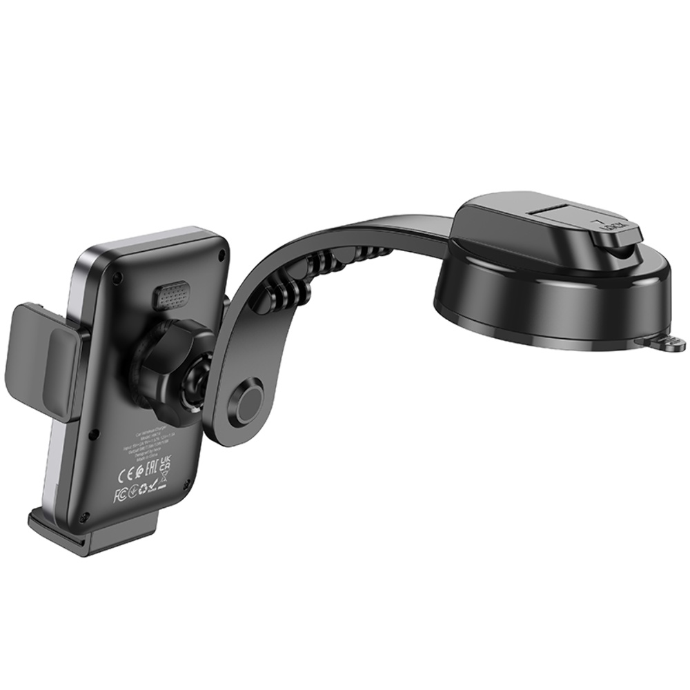 Автодержатель Hoco HW14 с беспроводной зарядкой 15W black metal gray