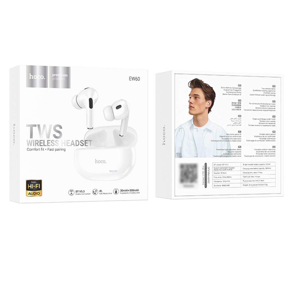 Беспроводные TWS наушники Hoco EW60 вакуумные white