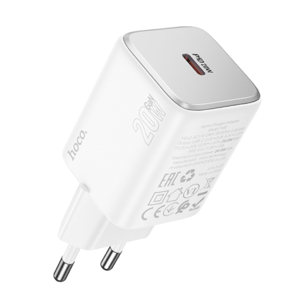 Сетевое зарядное устройство Hoco N40 Type-C PD 20W white