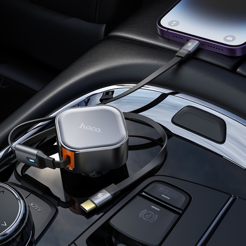 Автомобильное зарядное устройство Hoco NZ13 PD 30W black + кабеля Type-C/ Lightning