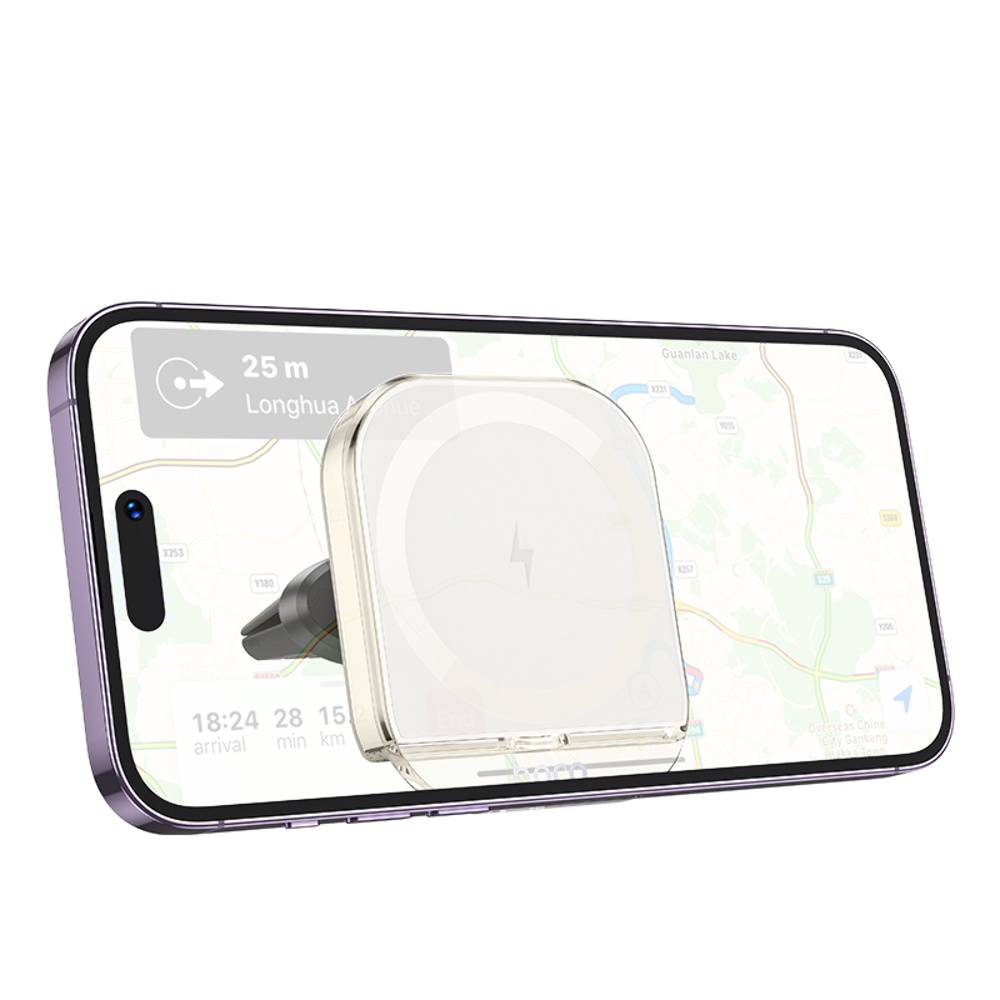 Автодержатель Hoco HW17 магнитный с беспроводной зарядкой 15W white