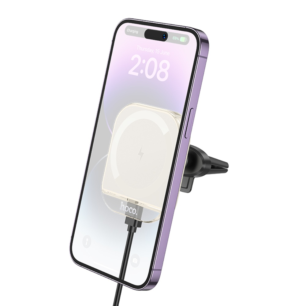 Автодержатель Hoco HW17 магнитный с беспроводной зарядкой 15W white