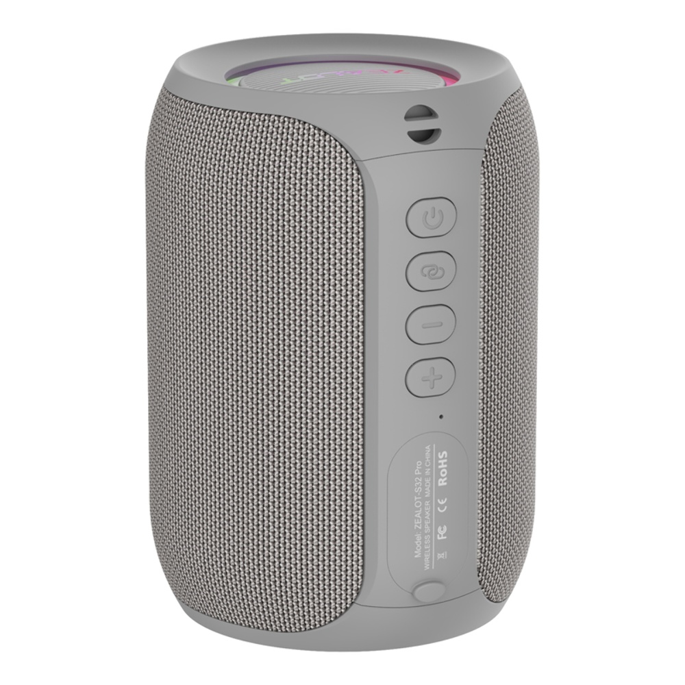 Портативная Bluetooth колонка ZEALOT S32 Pro TWS с LED подсветкой grey