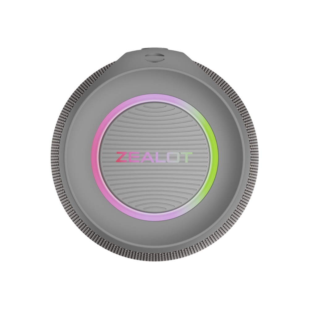 Портативная Bluetooth колонка ZEALOT S32 Pro TWS с LED подсветкой grey