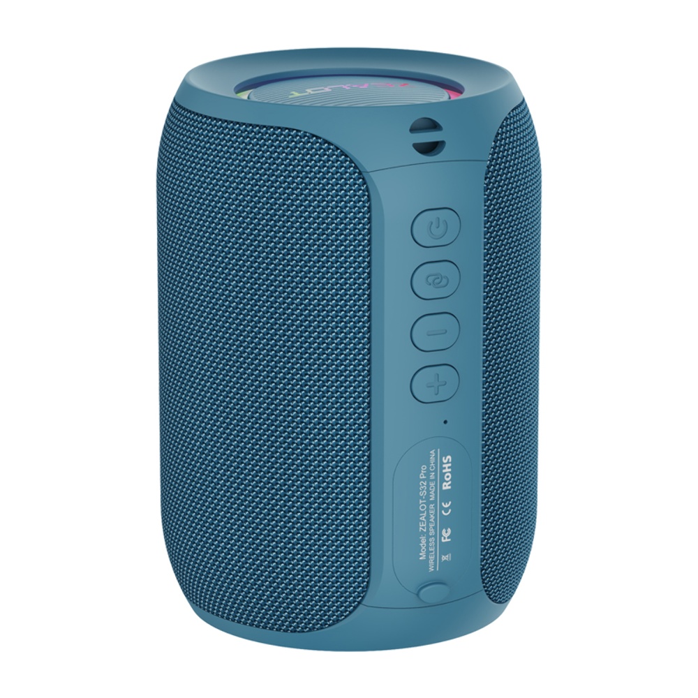 Портативная Bluetooth колонка ZEALOT S32 Pro TWS с LED подсветкой blue