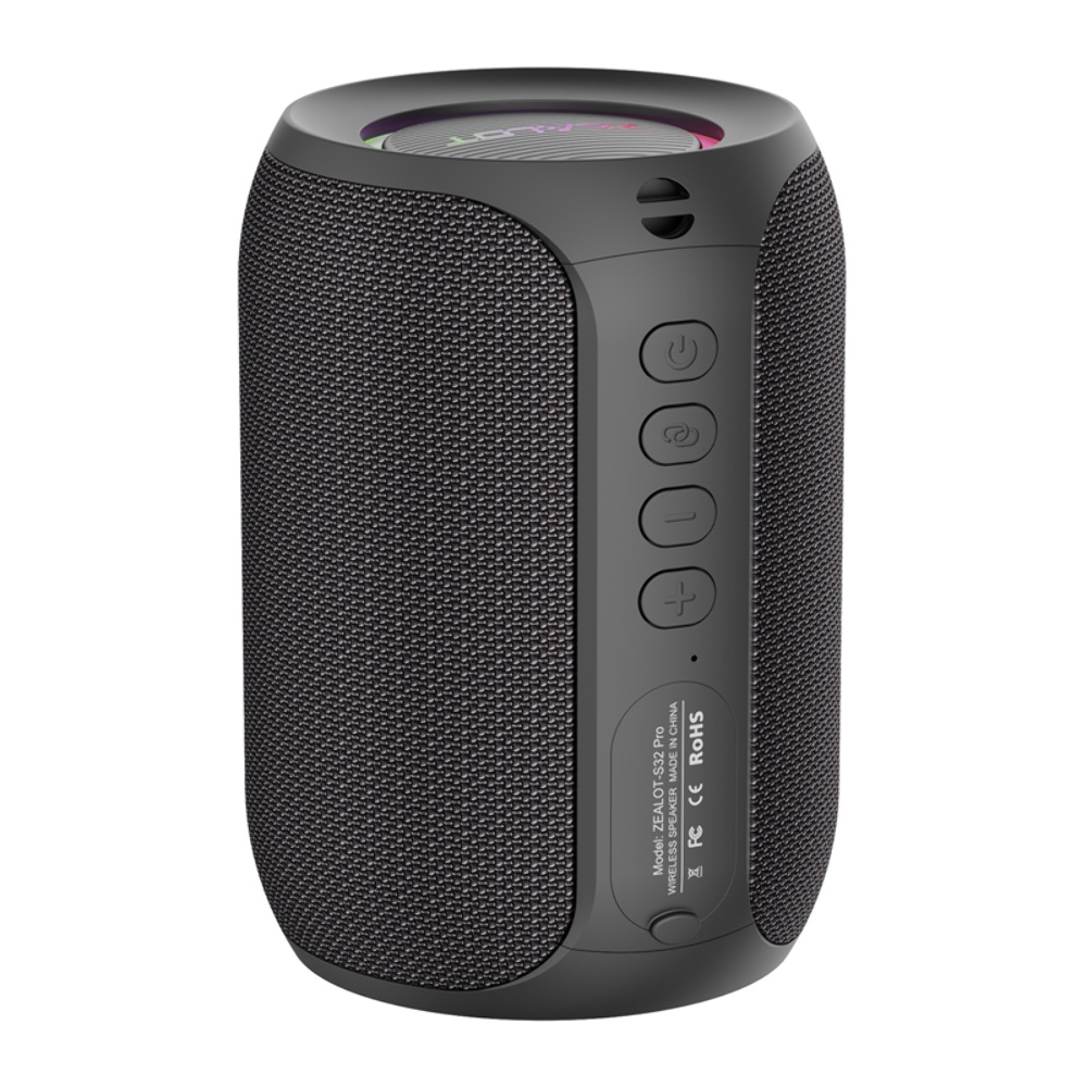 Портативная Bluetooth колонка ZEALOT S32 Pro TWS с LED подсветкой black