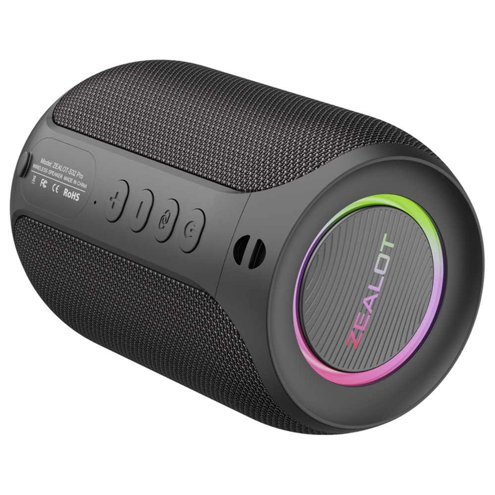 Портативная Bluetooth колонка ZEALOT S32 Pro TWS с LED подсветкой black