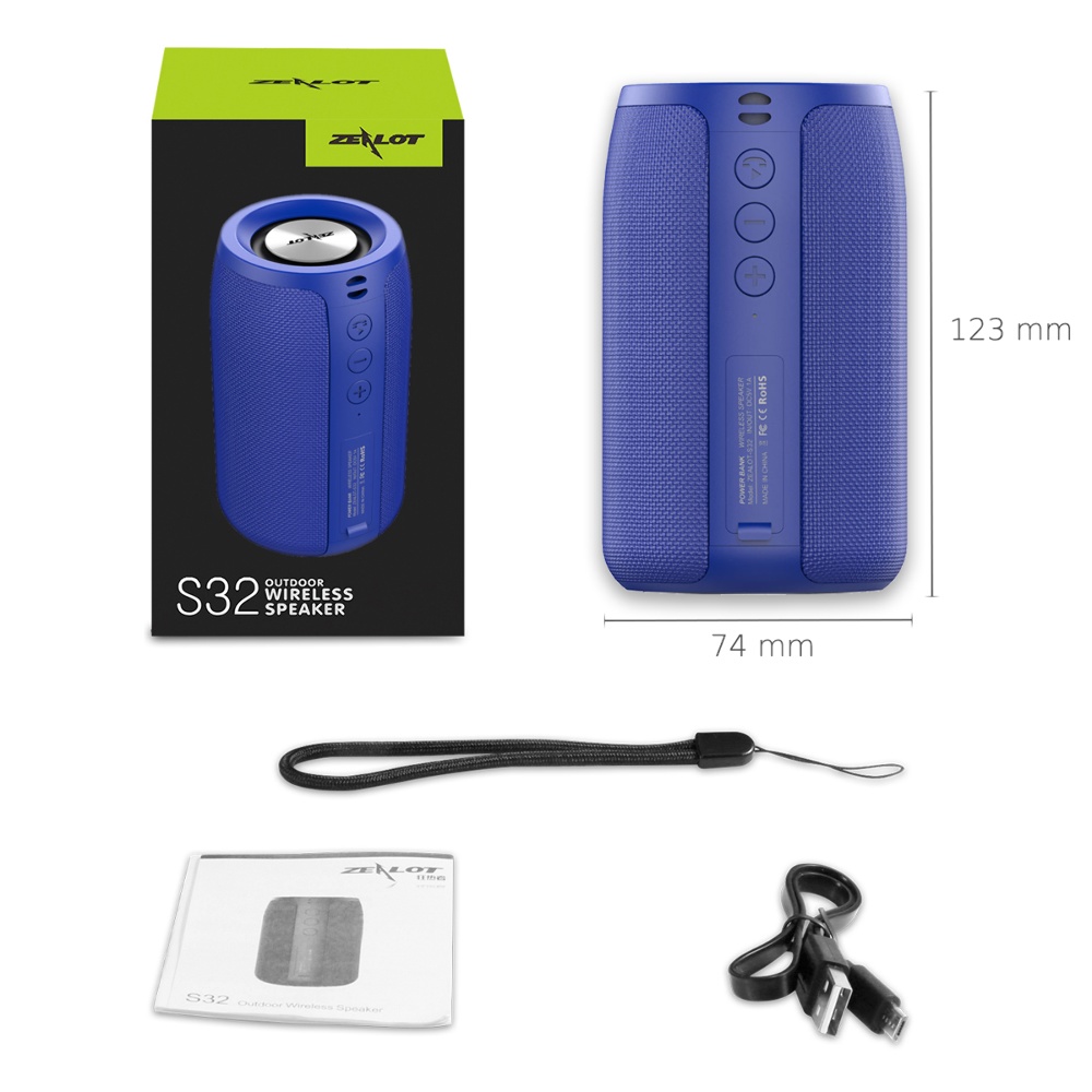 Портативная Bluetooth колонка ZEALOT S32 blue