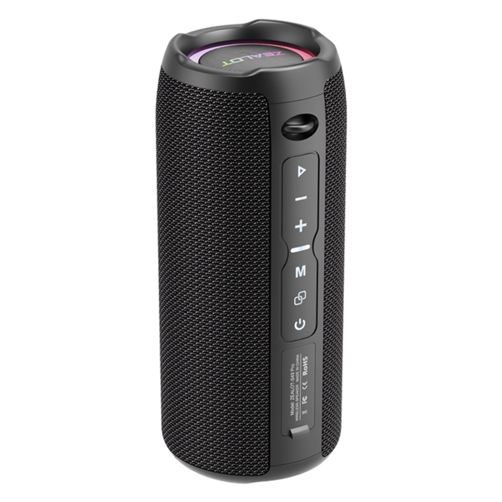 Портативная Bluetooth колонка ZEALOT S49 Pro с LED подсветкой black