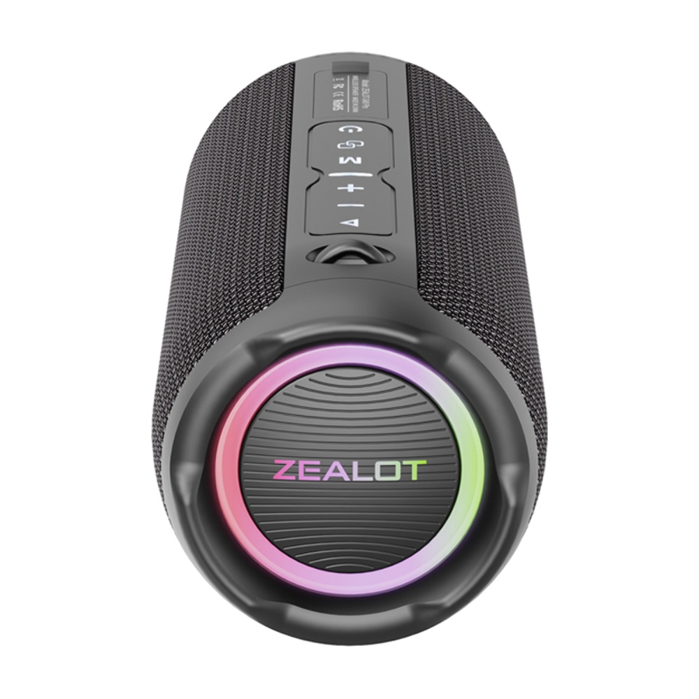 Портативная Bluetooth колонка ZEALOT S49 Pro с LED подсветкой black