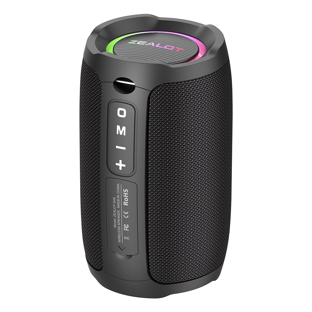 Портативная Bluetooth колонка ZEALOT S49 с LED подсветкой black