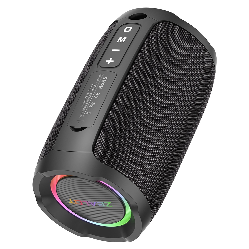 Портативная Bluetooth колонка ZEALOT S49 с LED подсветкой black