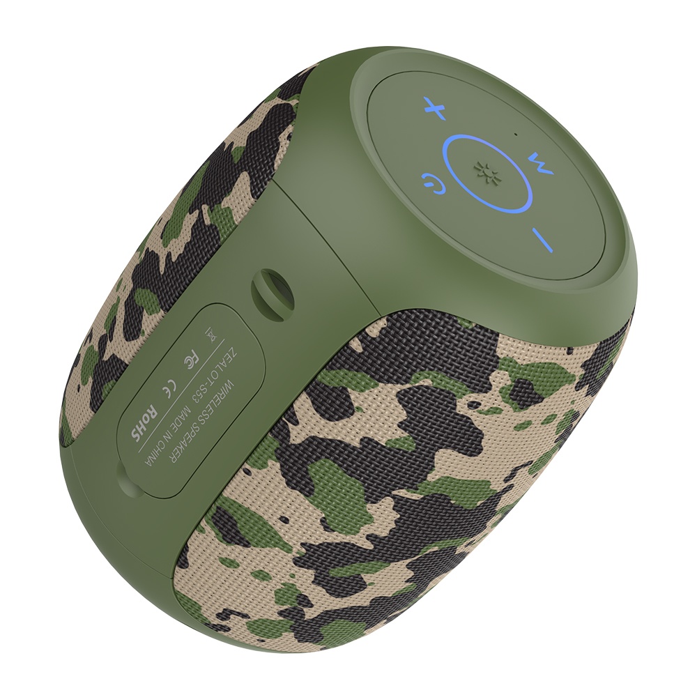 Портативная Bluetooth колонка ZEALOT S53 TWS с LED подсветкой camouflage green