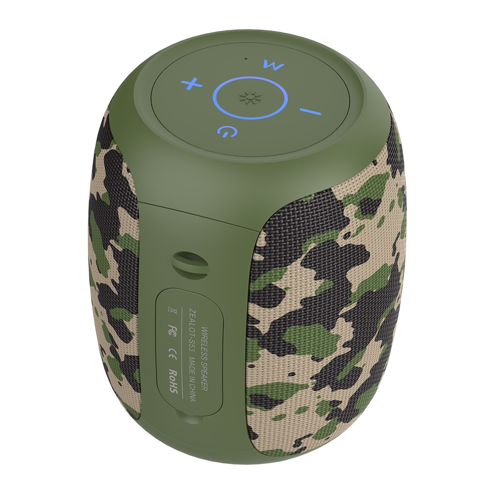 Портативная Bluetooth колонка ZEALOT S53 TWS с LED подсветкой camouflage green