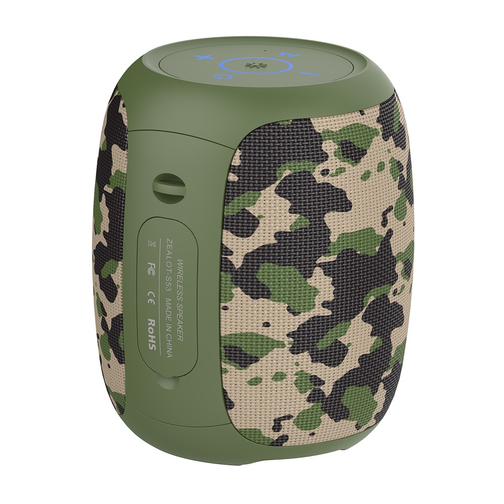 Портативная Bluetooth колонка ZEALOT S53 TWS с LED подсветкой camouflage green