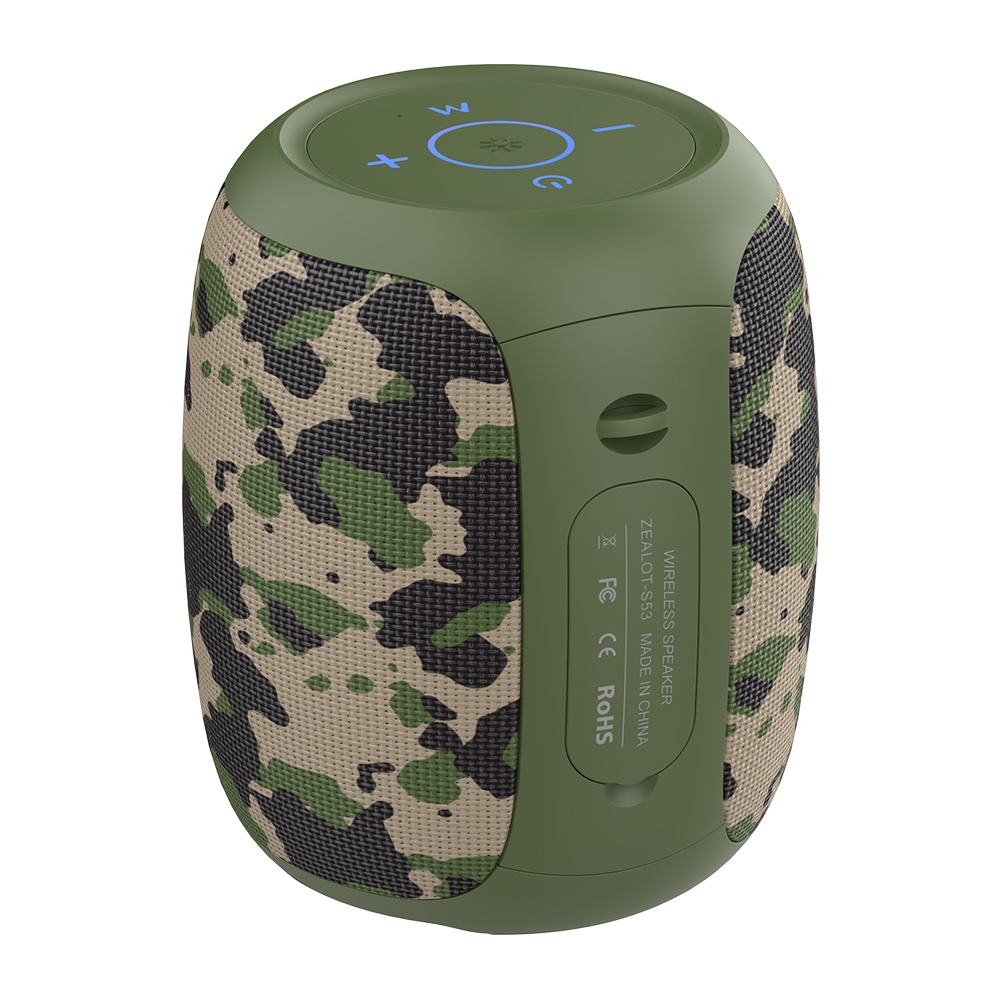 Портативная Bluetooth колонка ZEALOT S53 TWS с LED подсветкой camouflage green