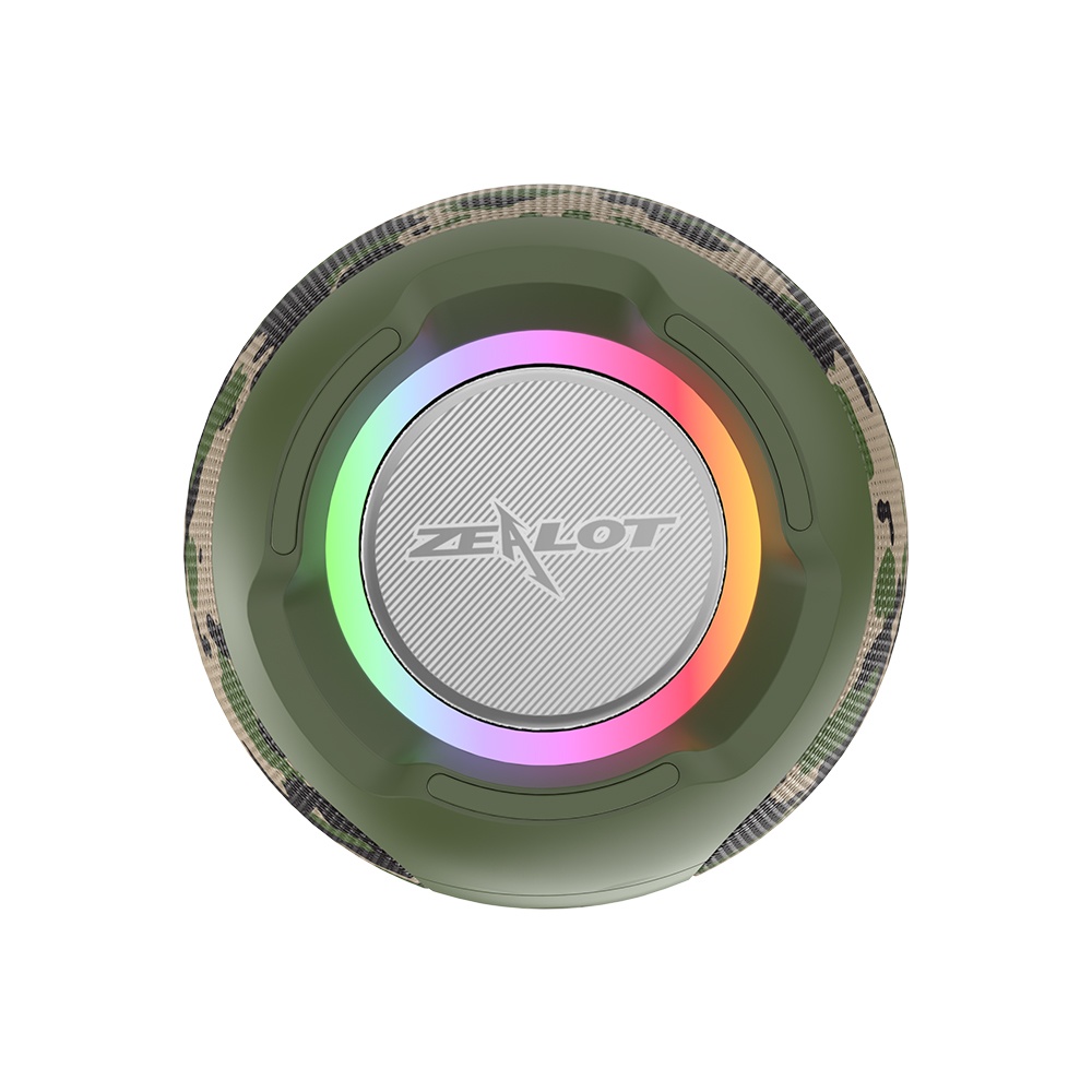 Портативная Bluetooth колонка ZEALOT S53 TWS с LED подсветкой camouflage green