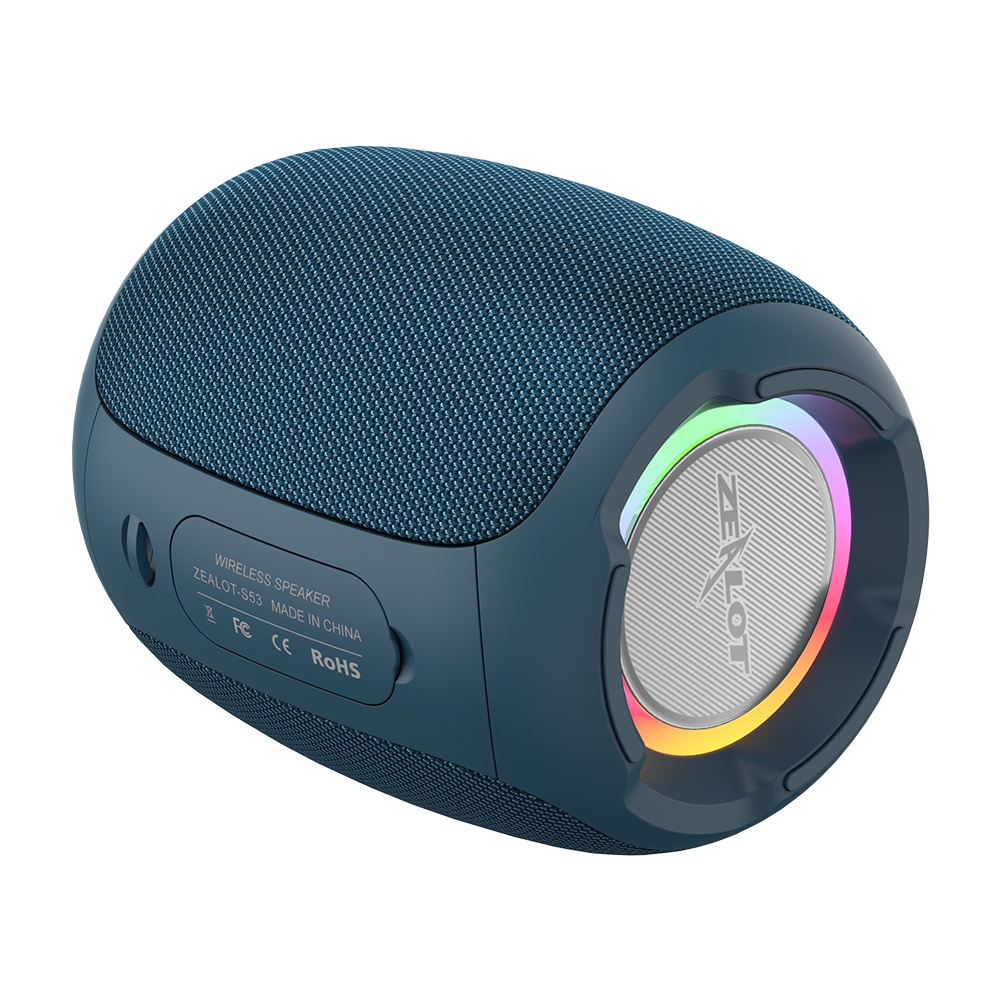 Портативная Bluetooth колонка ZEALOT S53 TWS с LED подсветкой blue