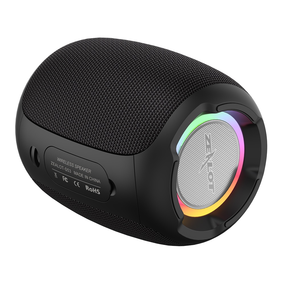 Портативная Bluetooth колонка ZEALOT S53 TWS с LED подсветкой black