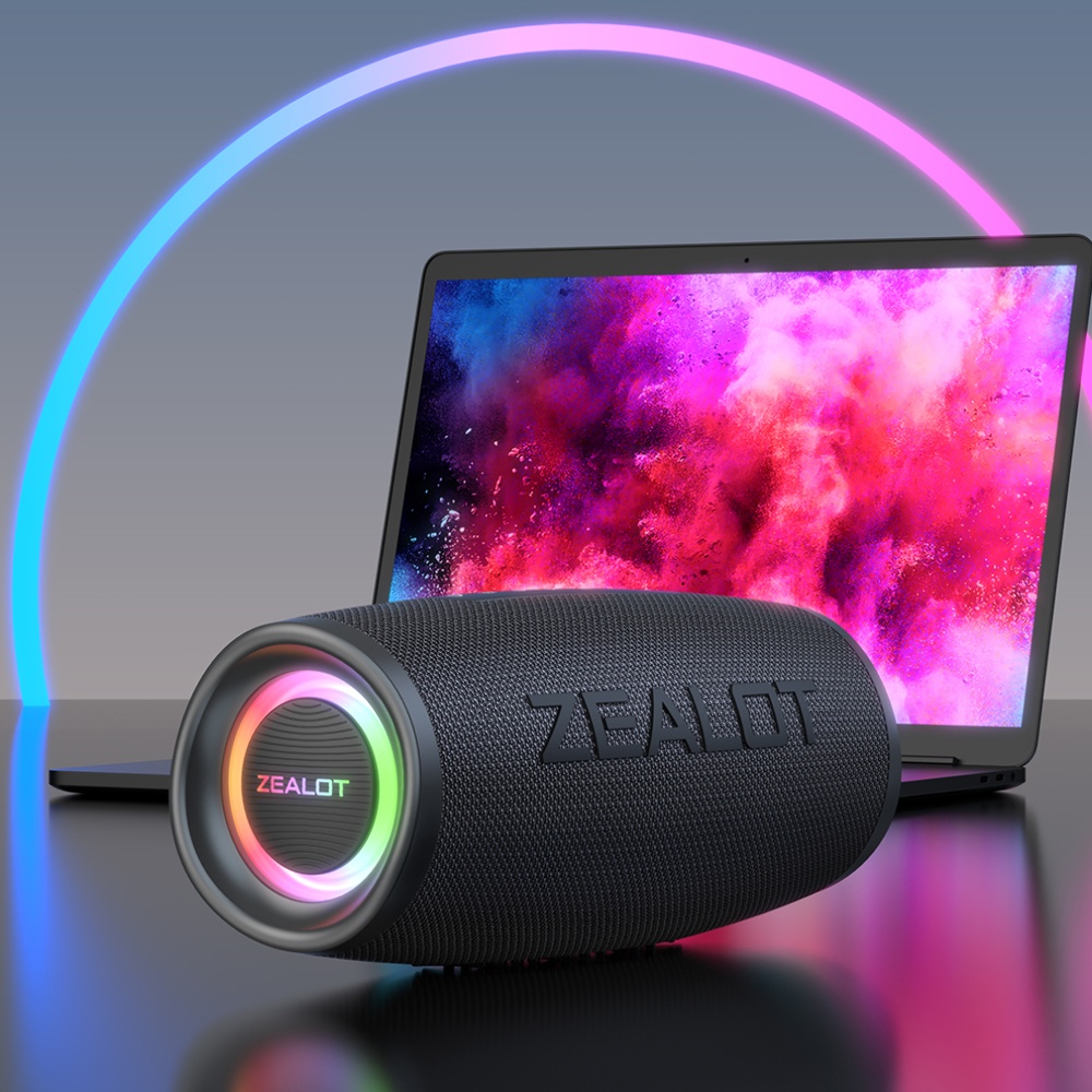 Портативная Bluetooth колонка ZEALOT S56 TWS с LED подсветкой black