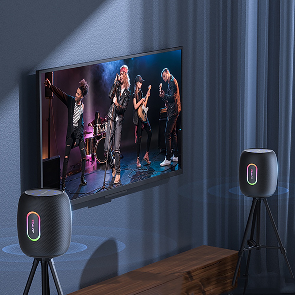 Портативная Bluetooth колонка ZEALOT S64 TWS с LED подсветкой black