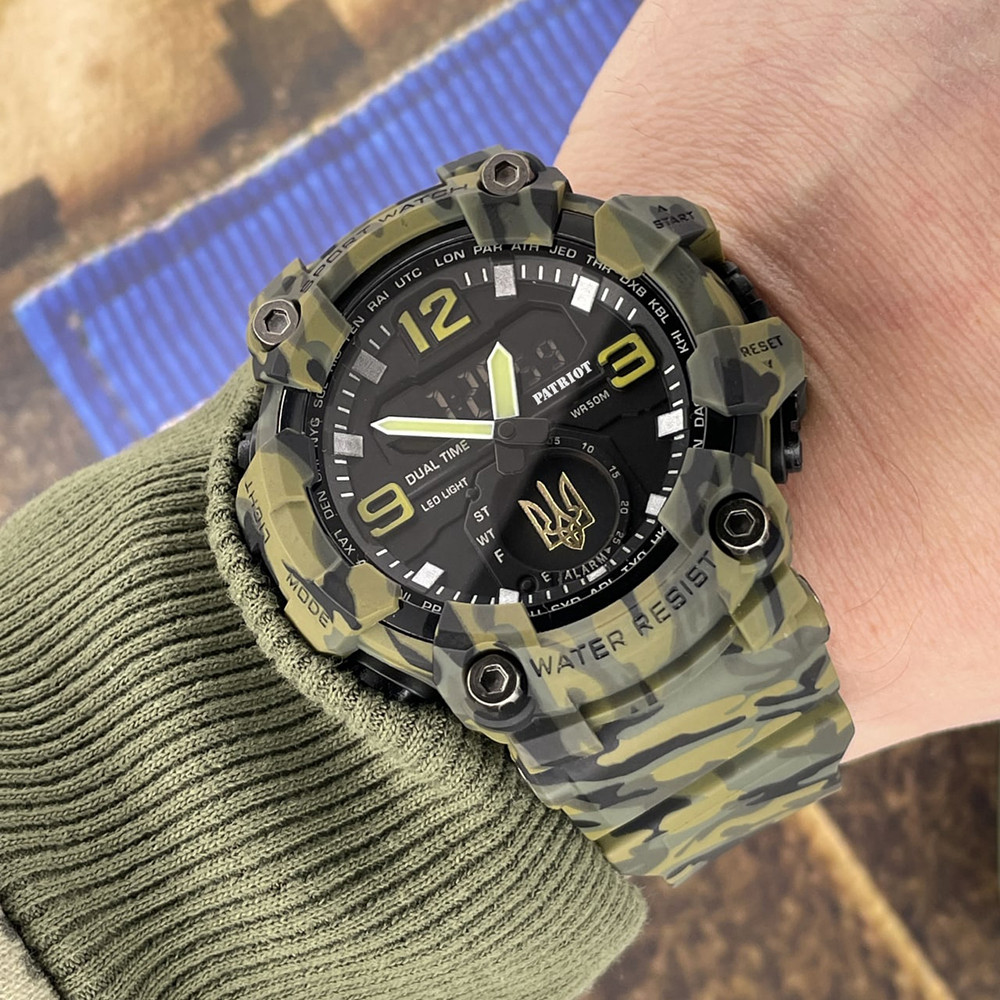 Годинник наручний Patriot 001CMGRUAGD Тризуб золото Зелений камуфляж + Коробка.